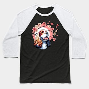 English Cocker Spaniel Enjoys Spring Cherry Blossoms Baseball T-Shirt